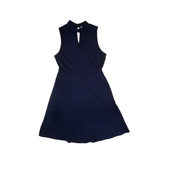 Sleeveless Navy Lace Overlay Dress By French Bazaar M - Picture 1 of 3
